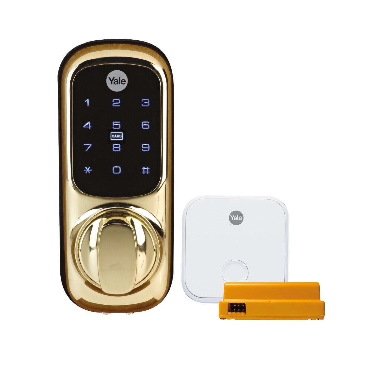 Keyless Connected Polished Brass with Yale Access Module and Yale Connect WiFi Bridge